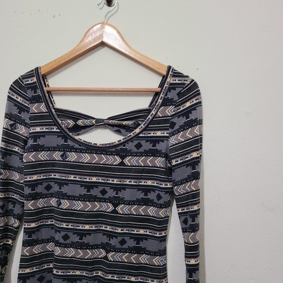 Volcom Boho Aztec Long Sleeve Skater Dress - Picture 3 of 7